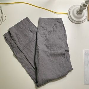 Tahari Gray Linen Pants with Belt